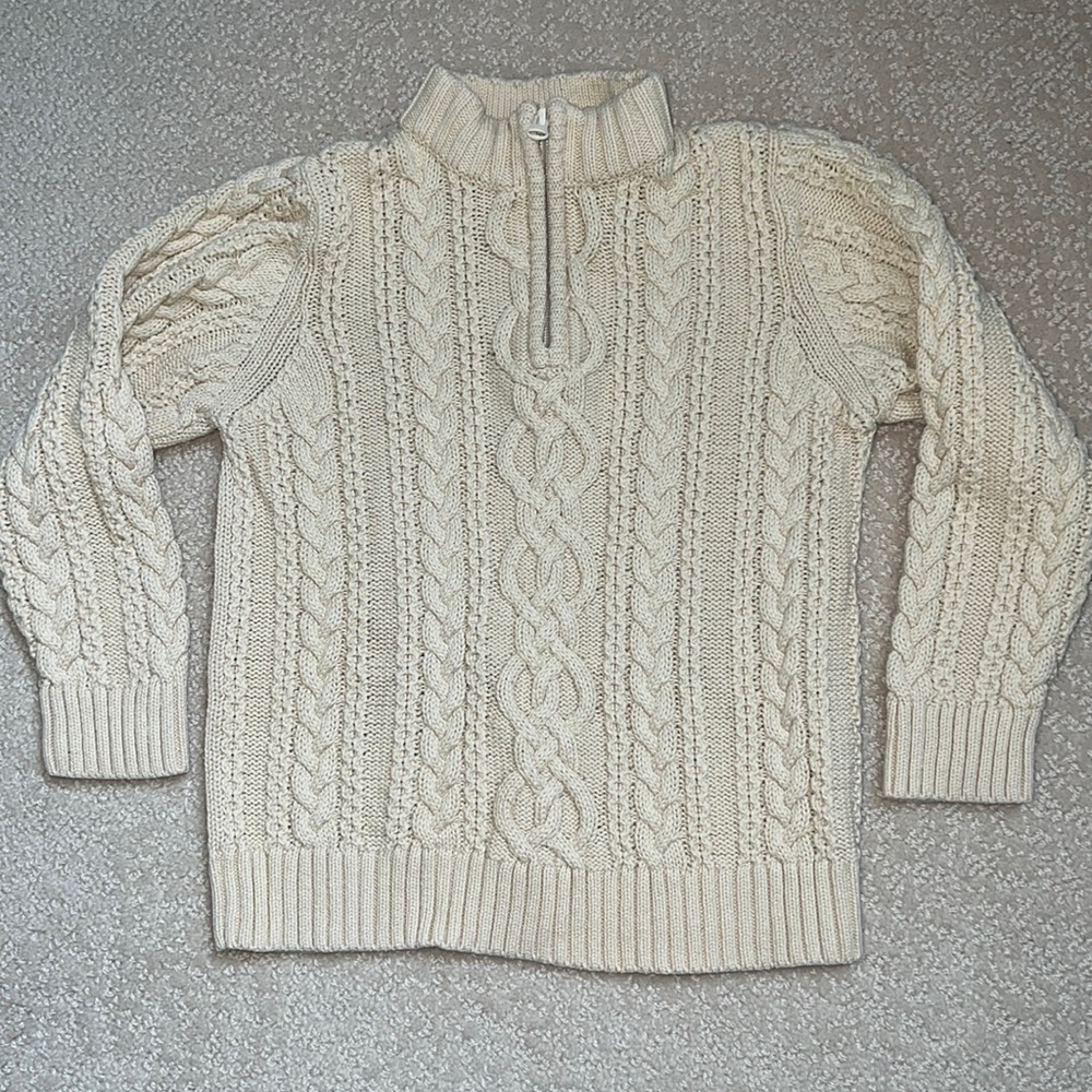 Hanna Andersson Cream Cable Knit Half-Zip Sweater Size 6/7 Small